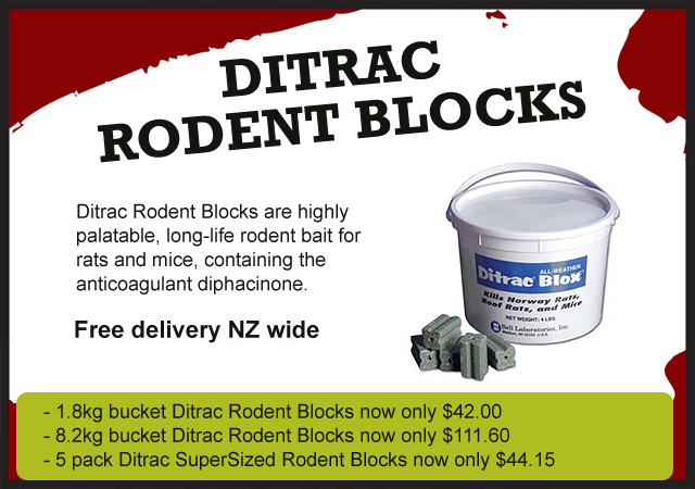 Click here for more info on the Ditrac Rodent blocks - Pest Go NZ
